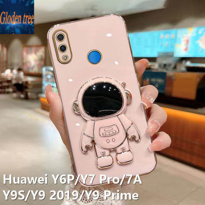 gloden-tree-astronaut-phone-case-for-huawei-y9-2019-y9s-y6p-y7a-y7-pro-y9-prime-luxury-chrome-plated-soft-tpu-square-case-bracket