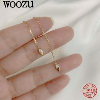 Wozu ต่างหูสายโซ่925เงินสเตอร์ลิงอินเทรนด์,ต่างหูแบบหมุดย้ำสำหรับงานแต่งงานแบบเรียบง่ายสีทอง14K-เครื่องประดับชุบของขวัญ