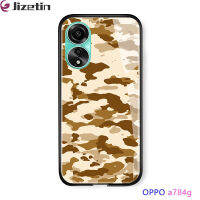 Jizetin เคสกระจกนิรภัยมันวาวสำหรับ OPPO A78 4G เคสปกทหารลายพรางพรางกันกระแทก