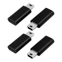 4Pcs USB C To Mini USB 2.0 Adapter Type C Female To Mini USB Male Convert Adapter For Gopro MP3 Players Dash Cam,Black