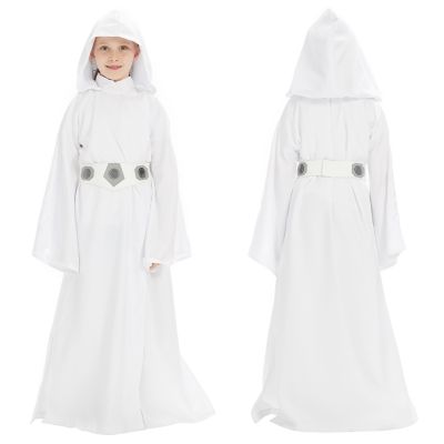✲❡ Princess Leia Organa Solo Cosplay Costume Hooded Long Dress Suit Halloween Carnival Kid Children Costumes