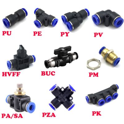 Pneumatic fittings PY/PU/PV/PE/HVFF/SA water pipes and pipe connectors direct thrust 4 to 12mm/ PU plastic hose quick couplings Pipe Fittings Accessor