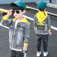 Korean Baby Boys Jeans Jackets Spring 2020 Children Denim Coats Cotton Letter Hooded Outerwear Clothes 8 To 12 Yrs Toddler Tops