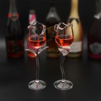 Fancy Red Wine Goblet Wine Cocktail Glasses 100ml Rose Flower Shape Wine Glass