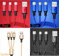 สายชาร์จสามอินวัน Lightning/type-C/micro usb ทอละเอียดพิเศษ ยาว 1.2 เมตร สายชาร์จ 3 สี รองรับสมาร์ตโฟนทุกรุ่นที่ใช้       B12