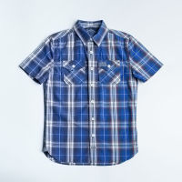 SUPERDRY WASHBASKET CHECK SHORT SLEEVE SHIRT - เสื้อเชิ้ต สำหรับผู้ชาย สี ACID CHECK COBALT