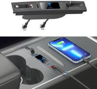 Tesla Docking Station พร้อมสายชาร์จแบบพับเก็บได้2สาย,27W PD Fast Charging สำหรับ Tesla รุ่น3 Y,100 เหมาะสำหรับคอนโซลกลาง