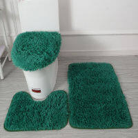 3pcs/set Solid Color Bathroom Mat Set Fluffy Hairs Bath Carpets Modern Toilet Lid Cover Rugs Kit Rectangle 50*80 50*40 45*50cm