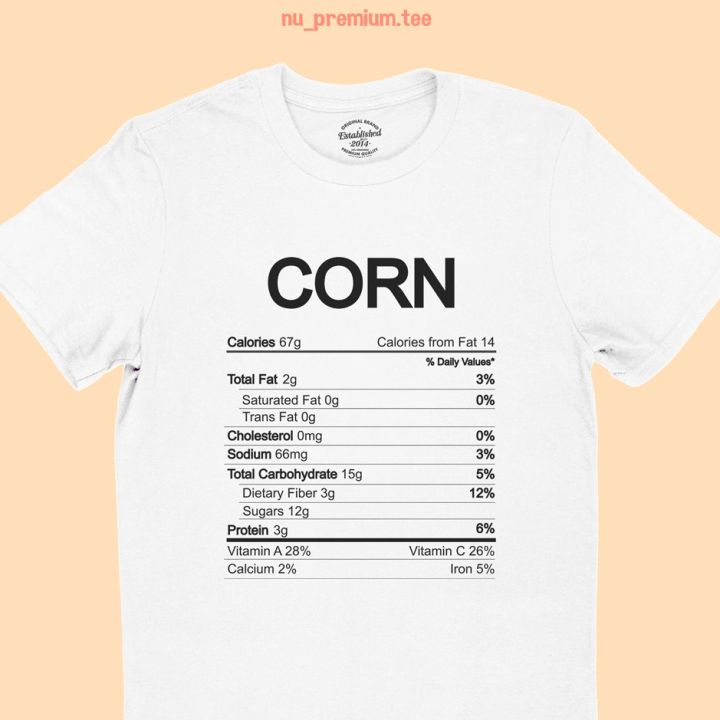การออกแบบเดิมเสื้อยืดลาย-โภชนาการข้าวโพด-corn-nutrition-facts-เสื้อยืดลายตลก-เสื้อคนชอบข้าวโพด-ไซส์-s-2xls-5xl