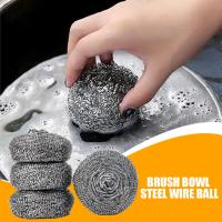 Washing Brush Stainless Steel Wire Ball Cleaning Spongs Kitchen Household Cleaning Accessories Dishwashing Dish V6N4