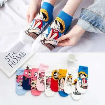 Cheap 4 Pair Cute Anime Socks With Print Cotton Socks Set Women