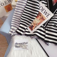 Korobov Preppy Style Black White Striped Cardigans 2021 New Autumn Loose Cardigan Vintage V Neck Long Sleeve Japanese Sweater