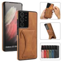 Leather Stand Case For Samsung Galaxy S22 S21 Ultra S20 S10 Plus S21FE S20FE Note 20 Ultra Shockproof Card Slot Phone Cover New