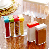 【cw】Transparent Spice Jar Set Salt and Pepper Seasoning Bottle Colorful Lid Kitchen Condiment Cruet Storage Container Spice Rack ！