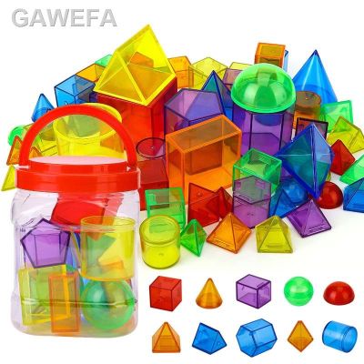 เด็กเล่น☒Blok Transparan Anak-Anak Mainan Montessori 3D Bentuk Geometris DIY Mainan Meja Jar Pendikan Paroki Bermain Sensorik