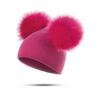 【YD】 Warm Children Knitted Hat Toddler Kids Baby Wool Knit Beanie Cap Windproof Big Pompom Boys Fur