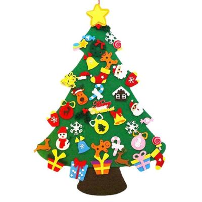 DIY Christmas Tree For Kids Felt Tree For Toddlers with 33 PCS Detachable Ornaments Easy to Stick Wall Christmas Tree Wall Hanging for Christmas Decorations modern