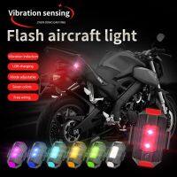 Motorcycle Warning Light 7 Colors Led Mini Rechargeable Night Vibration Sensing Navigation Light Drone Strobe Lamp For Car Bike