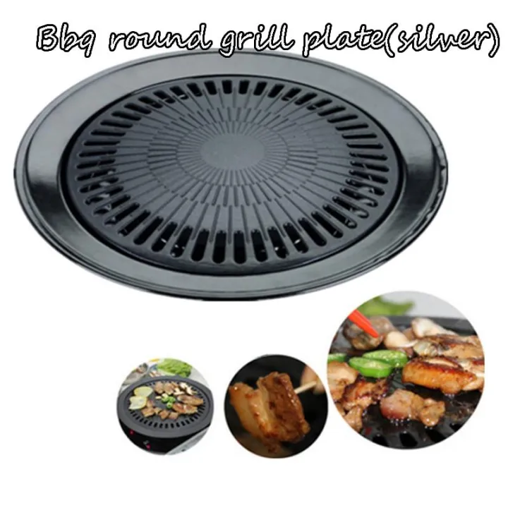 Round Iron Korean BBQ Grill Plate Barbecue Set (black) Lazada PH