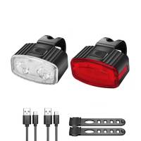 Bike Front Rear Lights Set USB Rechargeable Lamp Bicycle Ultra Bright LED Light Kit Headlight Taillight Bike Accessories