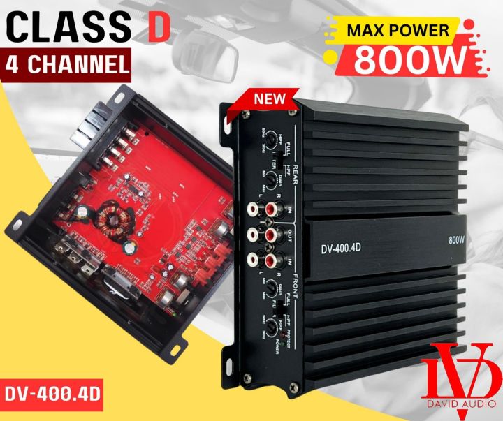 ถูกมาก-เพาเวอร์แอมป์ติดรถยนต์-david-audio-รุ่นdv-400-4d-กำลังขับ-800วัตต์-class-d-4ch-ตัวแรง-ขับลำโพงเสียงกลาง-เบส-ได้สบาย-เครื่องเสียงติดรถยนต์