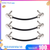 【Hot】Ammoon 15 เซนติเมตร/6in กีตาร์ผลเหยียบตราสาร PATCH CABLE 1/4 เงินเสียบมุมขวาแจ็คเก็ตพีวีซีสีดำ,3-PACK