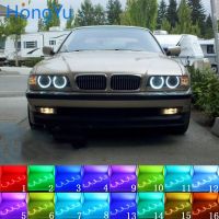 ไฟหน้า Rgb หลายสีแอลอีดีแหวนเฮโลตานางฟ้า Drl Rf รีโมทคอนโทรลสำหรับ Bmw 7ชุด E38 1994 2001อุปกรณ์เสริม