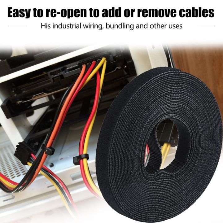 black-nylon-cable-ties-belting-velcros-adhesive-wire-cable-organizer-cord-winder-manager-strap-usb-cable-holder-protector-adhesives-tape