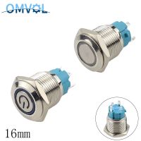 16mm self-locking anti-vandal metal push button switch 1NO led switch light 3-6v 12-24v 220v momentary 4pins waterproof