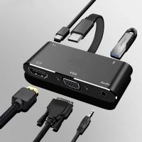 USB C to HDMI Adapter 4K 5 in 1 Type-C to HDMI / VGA / Audio / USB 3.0 Port + USB C Female Port Converter