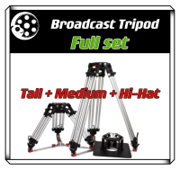 Broadcast Tripod Set with 150mm Bowl , High , Medium , Low , 3 in 1 set, with PVC bag