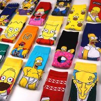 ❆۞ Simpsons Cartoon Anime Funny Socks Men Hip Hop Print Novelty Crazy Sokken Hip Hop Unisex Comfortable Skateboard Happy Meias