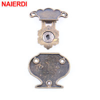 NAIERDI 4PCS Antique Drawer Wood Box Cabinet Mini Hinges + 4PCS Antique Bronze Hasps Latch For Jewellery Locks Fittings