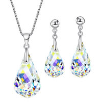 BAFFIN Helix Pendant Jewelry Sets Crystals From Swarovski Transparent Silver Color Necklaces Drop Earrings Wedding For Women