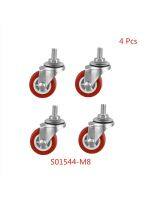 4 Pcs/Lot CMCL Caster 1.5 Inch Screw Rod Red M8 Silent Roller Light Pvc Wheel Furniture Universal