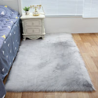 Carpet Bedroom Floor Mat Plush Rugs Artificial Wool Hairy Carpet Faux Floor Mat Fur Plain Fluffy Area Rug For Living Room White