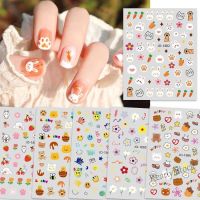 【hot sale】 ☞❦∏ B50 cute bear Nail Stickers bunny carrot colorful flowers pink tulips sweet summer wind sticker Nail Art Decorations