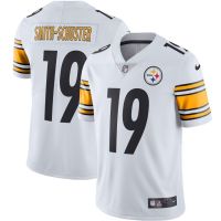 NFL Jersey Sportswear Mens Clothing Pittsburgh Steelers JuJu Smith-Schuster Game Jersey Shield Collar Short Sleeve Shirt เสื้อกีฬาชาย เสื้ออเมริกันฟุตบอล เสื้อรักบี้