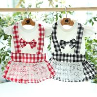 Lace Grid Love Maid Skirt Dog Dress Pet Products Summer Cotton Clothing For Dogs Cats Rabbit  Chihuahua Teddy Dog Clothes Dresses