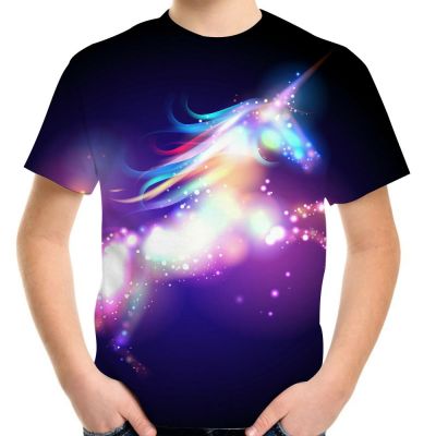 Anime Colorful Paint Unicorn Galaxy Animal Horse 3D Print T-Shirt For Girls Boys 4-20Y Children Fashion Clothing Tshirt Kid Tees