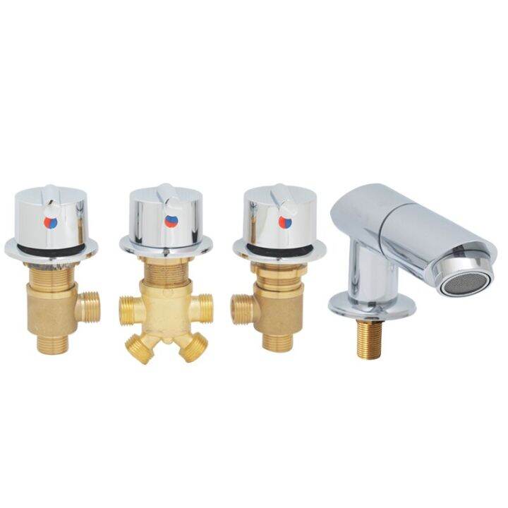 Bathtub Faucet Split 2 Way Divide Waterfall Triple Handle Brass Switch