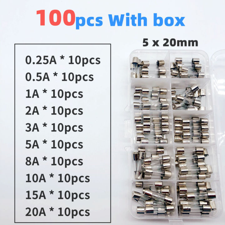 100-pcs-fast-blow-glass-fuse-box-kit-5x20-250v-สำหรับวงจรป้องกันกระแสไฟ-5-20-มม-0-2-0-5-1-2-3-4-5-6-7-8-10-15-20-25-30a-tutue-store