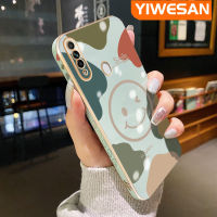 YIWESAN เคสสำหรับ OPPO A31 2020เคส A8แฟชั่น,เคสนิ่มลายเคสมือถือดีไซน์ใหม่อิโมติคอนหน้ายิ้มกรอบบางชุบบางๆมีกล้องฝาปิดเลนส์เต็มรูปแบบป้องกันการกระแทก