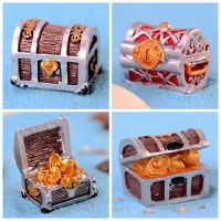 【CW】Mini Treasure Chest Box for Fish Tank Aquarium Decoration Landscape Pirate Treasure Gold Coins Ornaments Fishtank Decor Crafts