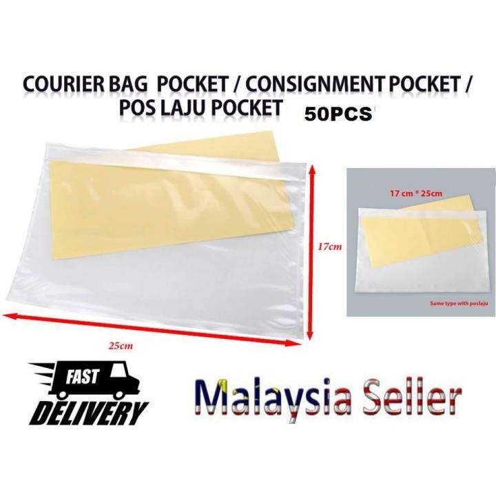 50PCS Pos laju pocket /WHOLE GLUE Consignment note sticker pocket