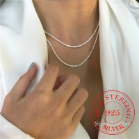 Italian 925 Sterling Silver Sparkling Clavicle Chain Shiny Choker Exquisite Necklace For Women Girls Fine Jewelry Wedding Gift