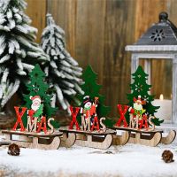 (Worry free) สุขสันต์วันคริสต์มาส DIY ไม้ทาสีต้นคริสต์มาสเลื่อนซานตามนุษย์หิมะมนุษย์หิมะคริสต์มาสบนโต๊ะเครื่องประดับ N Avidad 2023ปีใหม่