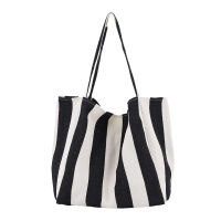 Striped Bag Big Canvas Tote Bag for Women Summer Beach Classical Fabric Soft Large Handbag Female Large Casual Top-handle Bag