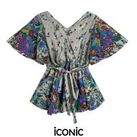 iCONiC CREAM CHINESE FLOWERS TOP #6940 เสื้อผญ สีครีม ลายดอกไม้ อก34" ยาว24" ผ้าไหมซาติน เสื้อแฟชั่น เสื้อแฟชั่นผญ เสื้อออกงาน เสื้อทำงาน เสื้อไฮโซ