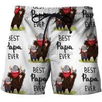 Viking Gifts Best Papa Ever Men Beach Short 3D Printed Mens Shorts Quick Drying Beach Shorts Summer Beach Swim Trunks